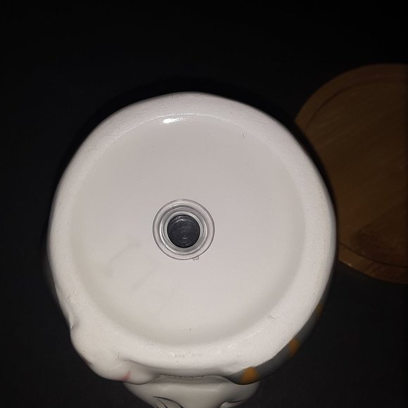 Kitty Cat Planter with Bamboo Saucer NWOT - Picture 4 of 5